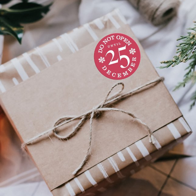 Öffnen Sie nicht bis Weihnachtskleber Runder Aufkleber (Do Not Open Til Christmas! (though you can open your stickers when you receive them))