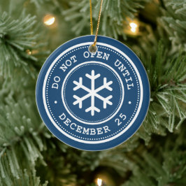 Öffnen Sie nicht bis zum 25. Dezember Blue Keramik Ornament