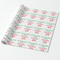 "Öffnen Sie nicht bis zum 25. Dezember" Packpapier