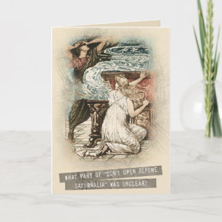 Öffnen Sie nicht vor Saturnalia! Feiertagskarte