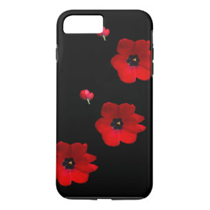 Öffnen Sie rote Tulpen auf schwarzem Handy-Kasten Case-Mate iPhone Hülle