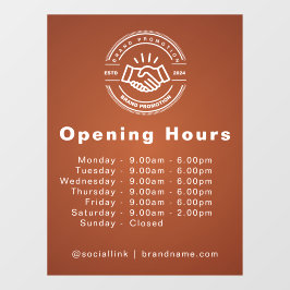 Öffnungszeiten der Geschäftslogos Öffnungszeiten Fensteraufkleber