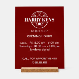 Öffnungszeiten des Friseursalons Acrylschild