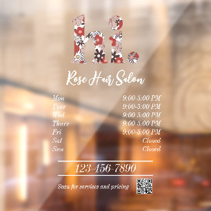 Öffnungszeiten des Friseursalons Fensteraufkleber