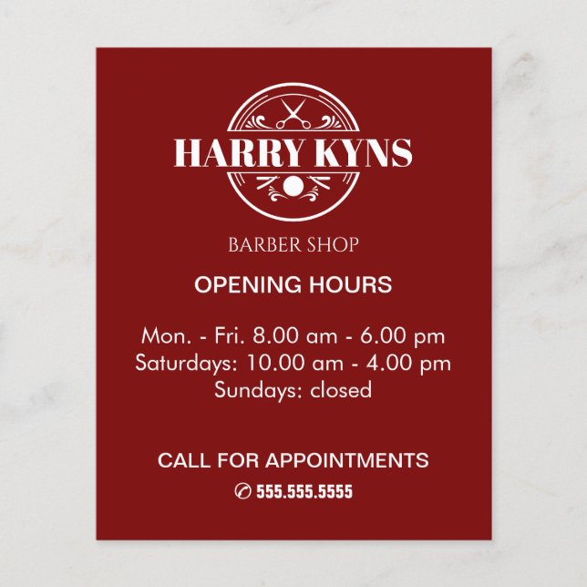 Öffnungszeiten des Friseursalons Flyer (Vorne)