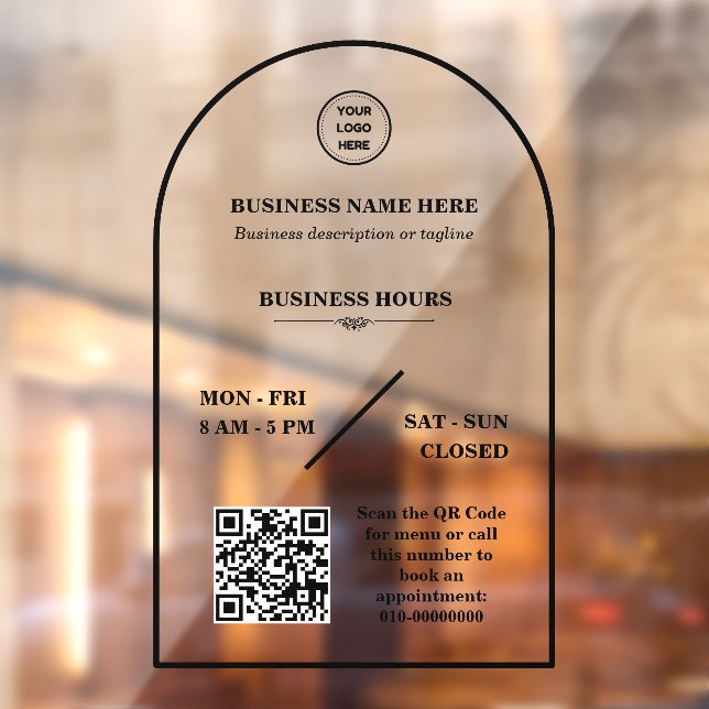 Öffnungszeiten des personalisierten Business-Logos Fensteraufkleber (Blatt 2)