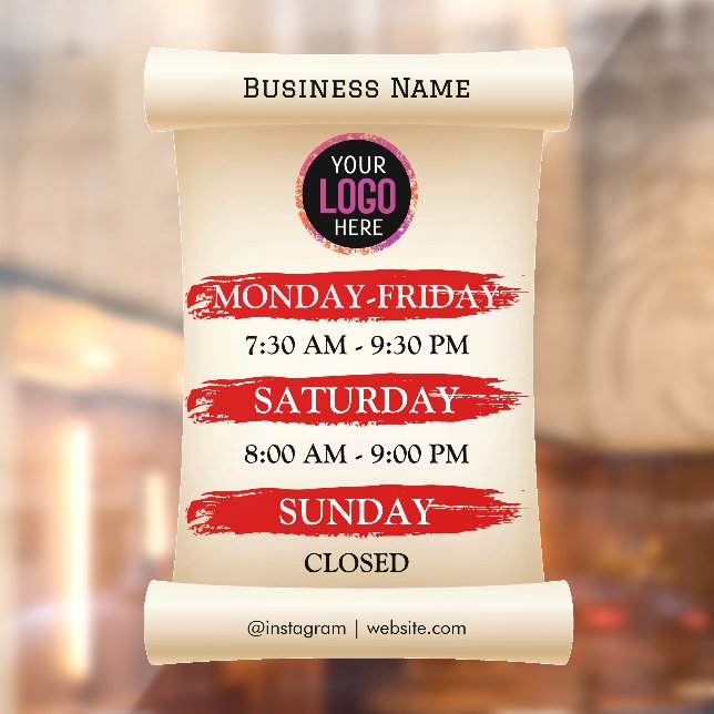 Öffnungszeiten | Geschäftslogos - Öffnungszeiten S Fensteraufkleber (Blatt 2)