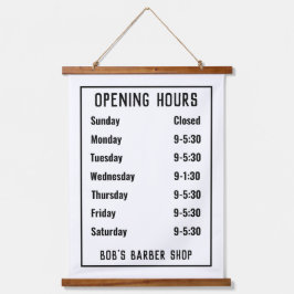 Öffnungszeiten im Shop oder Öffnungszeiten Wandteppich Mit Holzrahmen