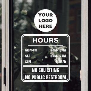Öffnungszeiten Kein Betteln Toiletten-Logo Fensteraufkleber