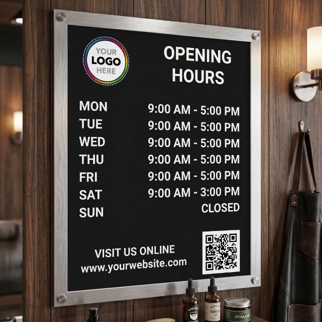 Öffnungszeiten mit Logo + QR-Code - Modern Poster (Von Creator hochgeladen)