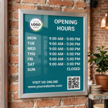 Öffnungszeiten mit Logo + QR-Code - Modern