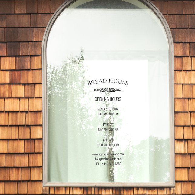 Öffnungszeiten örtlicher Bäckereiladen Fensteraufkleber (Von Creator hochgeladen)