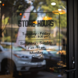 Öffnungszeiten Transparent Geschäftszeiten Fensteraufkleber