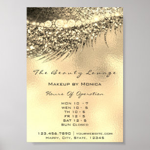 Öffnungszeiten Wimpern Make-up Gold Salon Metal Lu Poster