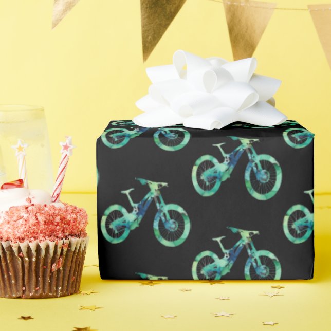 Offroad Downhill Sport Xtreme Wasserfarben Kunst,  Geschenkpapier (Geburtstagsparty)