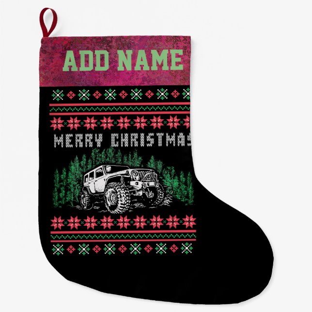 Offroad-Fahrzeug Ugly Christmas Sweater Großer Weihnachtsstrumpf (Vorderseite)