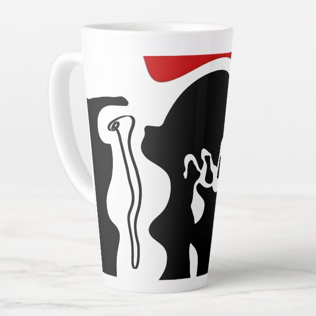 Offset Chamber: Abstract Black, White & Red Milchtasse (Linke Ecke)