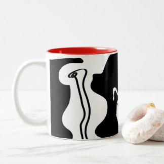 Offset Chamber: Abstract Black, White & Red Zweifarbige Tasse