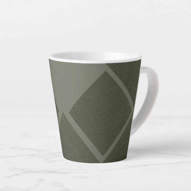 Offset Diamond Moss Green Latte Tasse - Custom (Rechte Ecke)