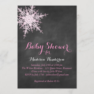 Offset Pink Snowflake Babydusche Einladung auf Cha