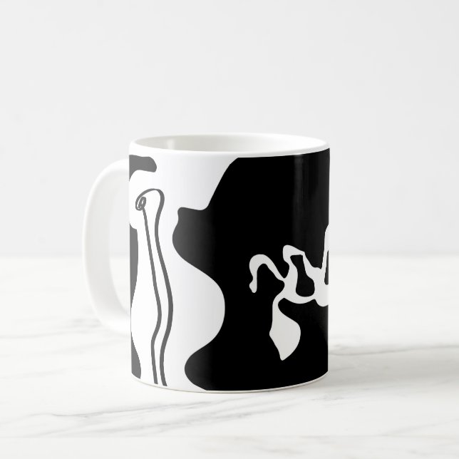 Offsetkammer: Abstrakt Schwarz, Weiß und Rot Kaffeetasse (Vorderseite Links)
