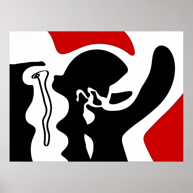 Offsetkammer: Abstrakt Schwarz, Weiß und Rot Poster (Vorne)