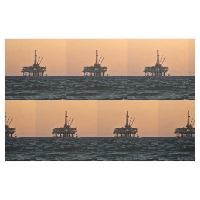 Offshore Öl Gas Rig Night Print Fabric 9"Square Stoff (Fat Quarter (45,7 x 55,9 cm))