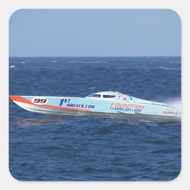 Offshore-Powerboat-Racer Quadratischer Aufkleber (Vorderseite)