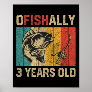 Ofishal 3 Jahre alt Lustiger Angelgeburtstag Fishe Poster