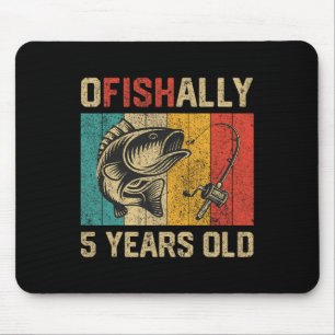 Ofishal 5 Jahre alt Lustiger Angelgeburtstag Fishe Mousepad