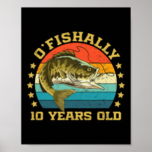 Ofishally 10 Jahre alt Lustiger Angelgeburtstag Fi Poster