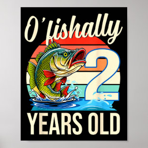 O'fishally 2 Jahre altes Angel-Geburtstagsthema Poster
