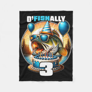 O'fishally 3 Jahre alte Fischer-Geburtstag 3. Bday Fleecedecke