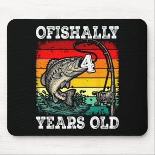 Ofishally 4 Jahre alte lustige Fischerei Geburtsta Mousepad