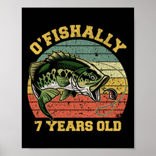 O'fishally 7 Jahre alte Fischerei-Geburtstags-Them Poster