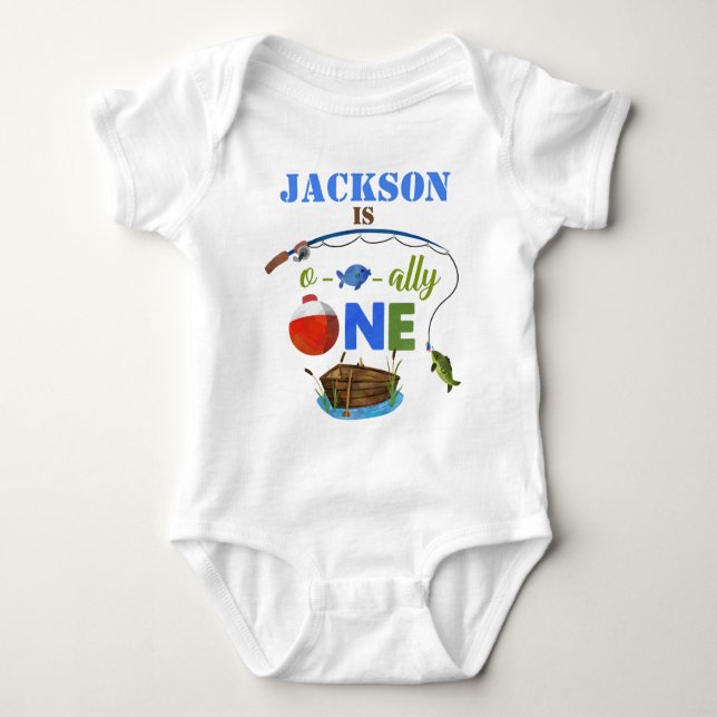 Ofishally One Baby Bodysuite O-Fisch-ally Big ONE Baby Strampler (Vorderseite)