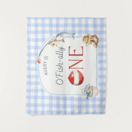 Ofishally One Birthday Personalized Banner  Wandteppich