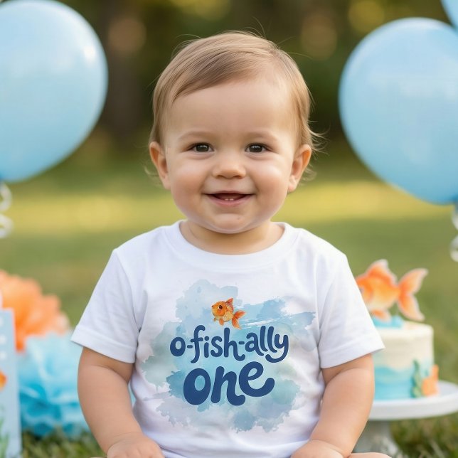 Ofishally One Fishing Boy 1st Birthday Baby T-shirt (Von Creator hochgeladen)