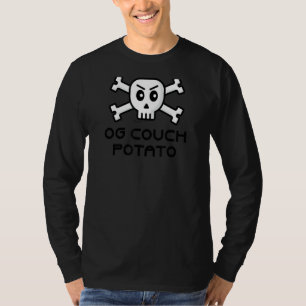 Og Couch Potato Schädel und Kreuz-Knochen-Word-Des T-Shirt