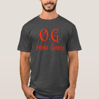 OG Original Gangster in scharlachroten Buchstaben T-Shirt