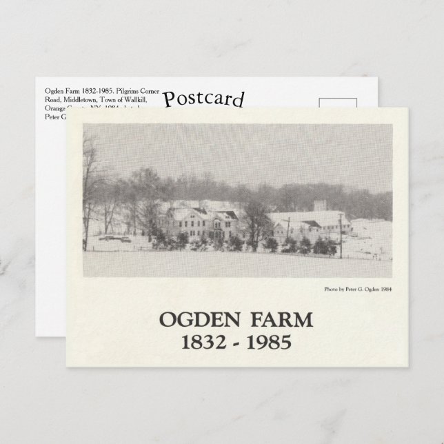Ogden Farm 1832-1985 Stadt Wallkill New York Postkarte (Vorne/Hinten)