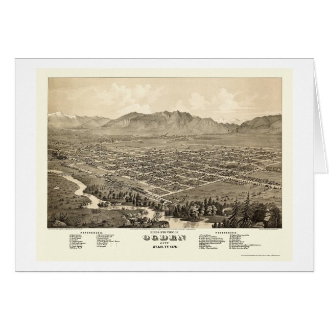 Ogden, UT panoramische Karte - 1875 (Vorderseite (Horizontal))