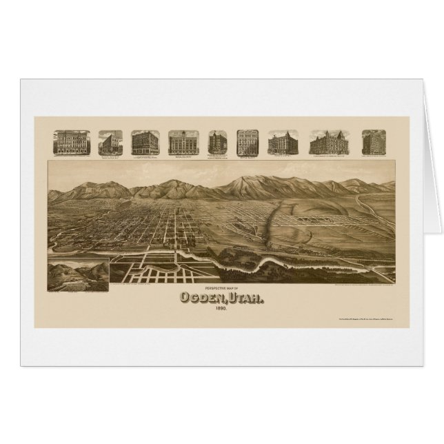 Ogden, UT panoramische Karte - 1890 (Vorderseite (Horizontal))