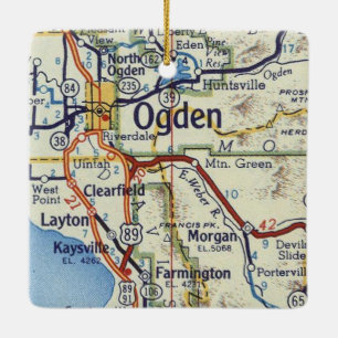 Ogden UT Vintage Karte Keramikornament