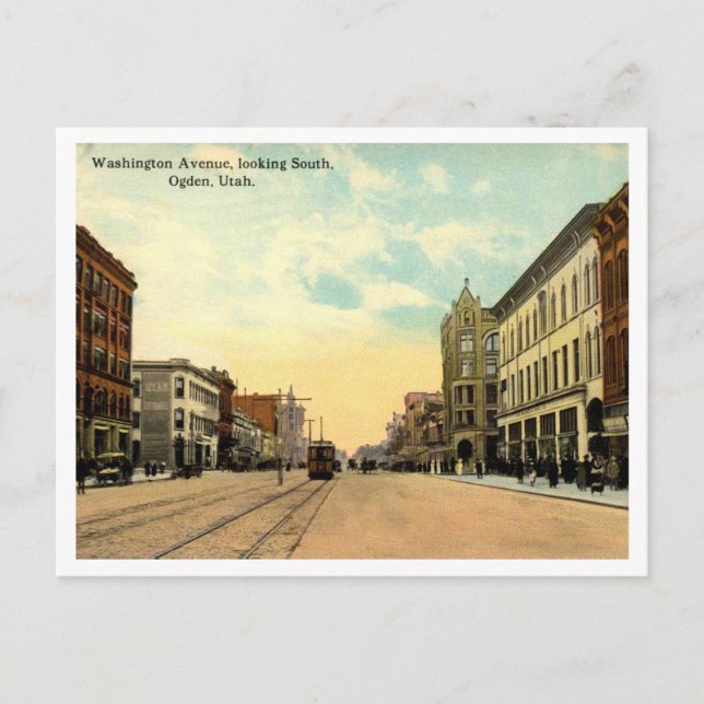 Ogden UT Washington St View 1916 Vintag Postkarte (Vorderseite)