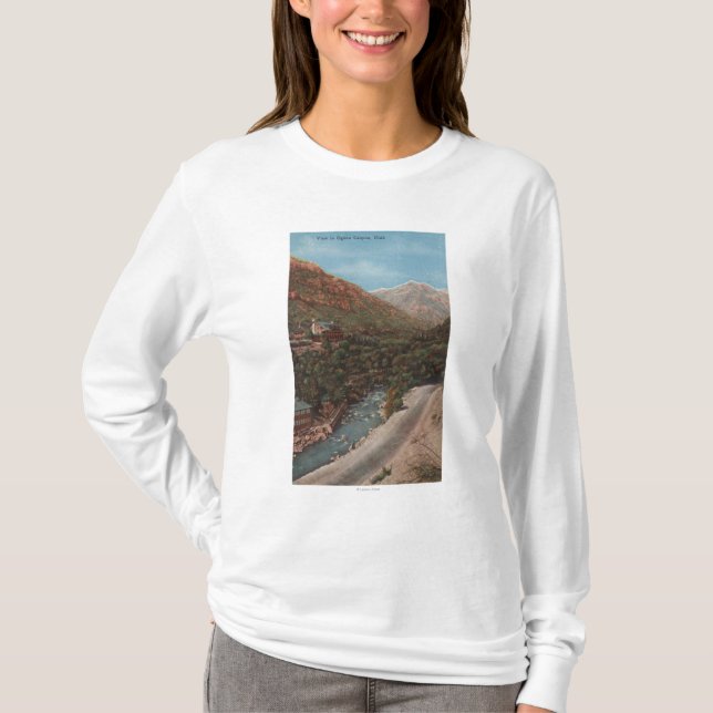 Ogden, Utah- - Ogdenschlucht-Ansicht u. Fluss T-Shirt (Vorderseite)