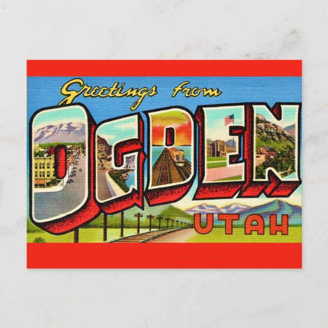 Ogden Utah Retro-Postkarte Postkarte (Vorderseite)