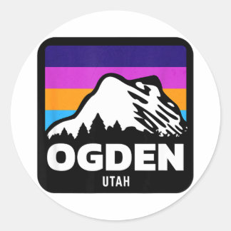 Ogden Utah Skifahren Snowboardfahren Familien Skiu Runder Aufkleber