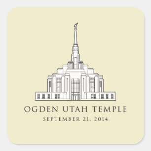 Ogden Utah Tempel. Primäraufkleber Quadratischer Aufkleber