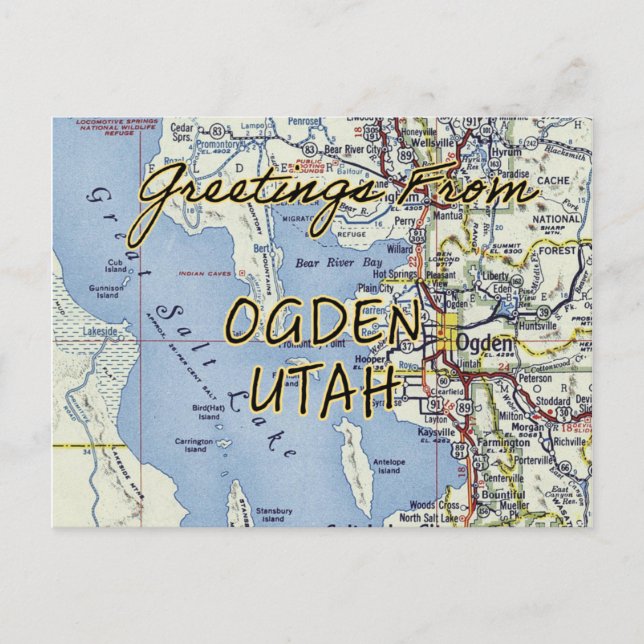Ogden Utah Vintag Map Postkarte (Vorderseite)